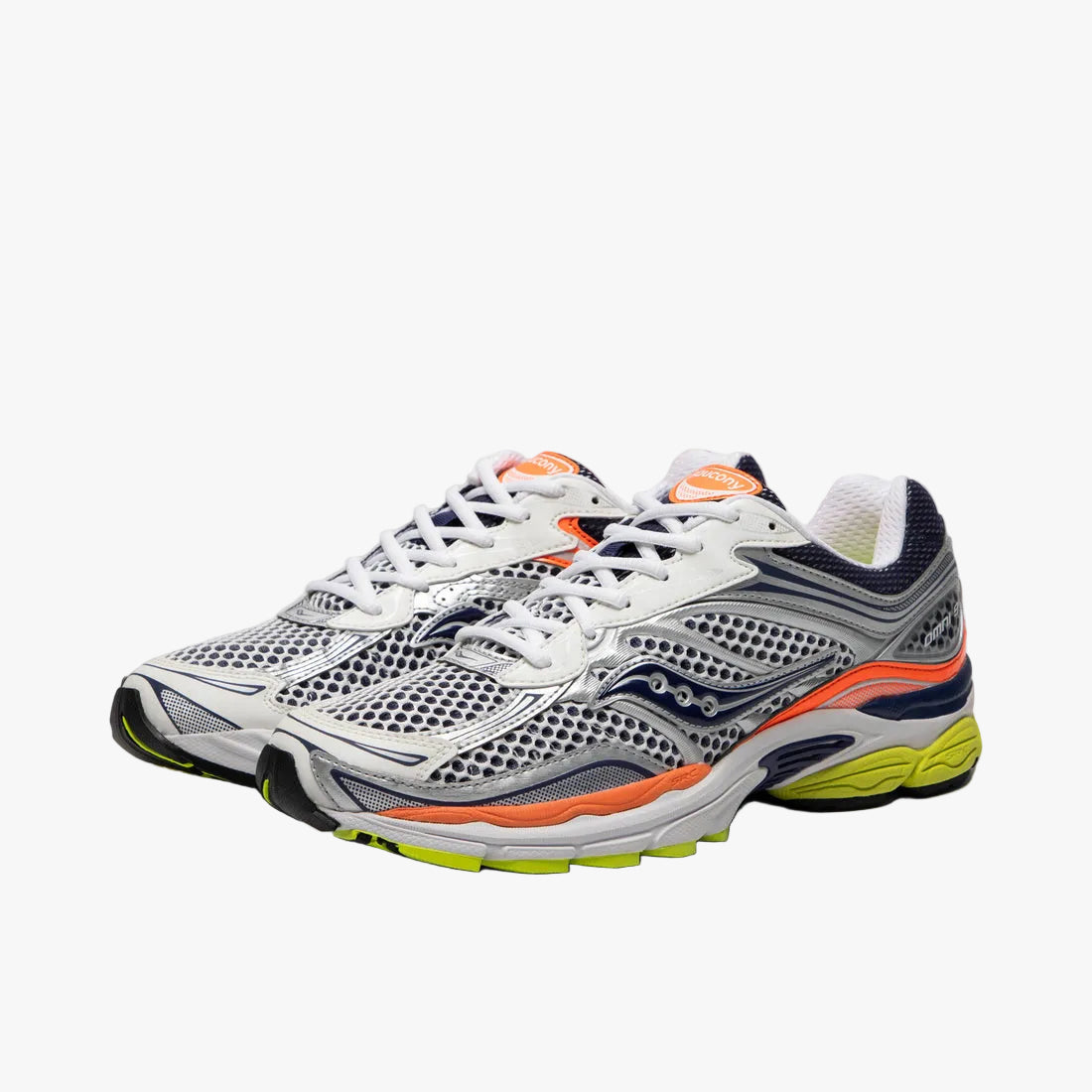 saucony progrid omni 9 argent / marine - orange - unisexe