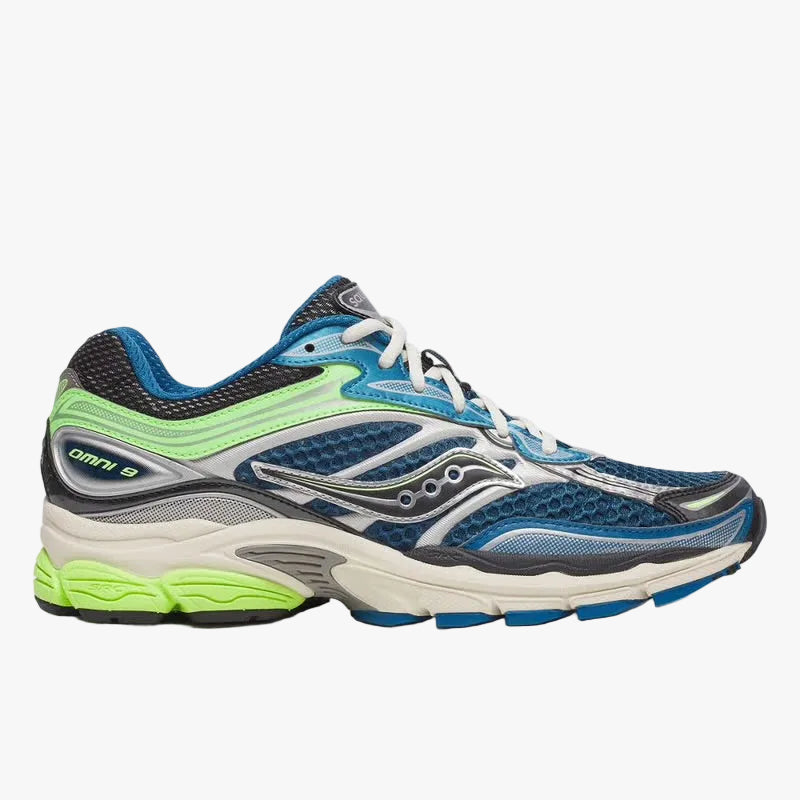 saucony progrid omni 9 blue lime - unisexe